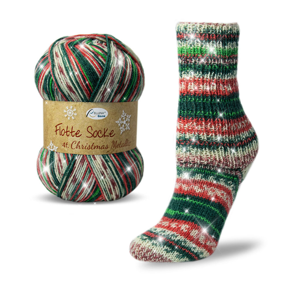 Rellana Flotte Socke Christmas Metallic Sockenwolle 4f 2023