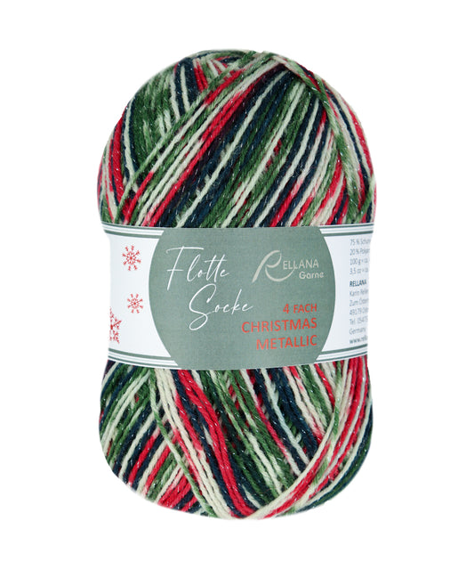 Rellana Flotte Socke Christmas Metallic Sockenwolle 4f 2024
