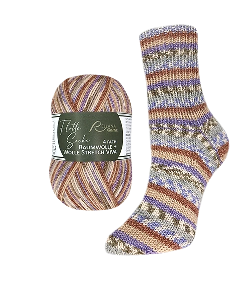 Rellana Flotte Socke Viva Sockenwolle 4-fädig  Baumwolle + Wolle Stretch
