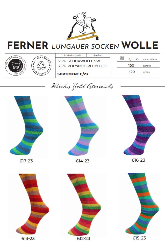 Ferner Lungauer Sockenwolle 4-fädig mit Merinowolle - Sortiment C-23