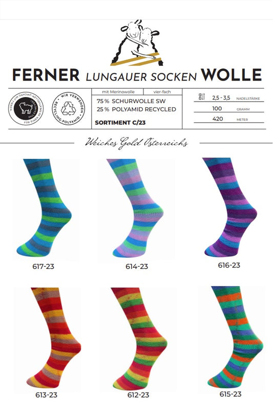 Ferner Lungauer Sockenwolle 4-fädig mit Merinowolle - Sortiment C-23