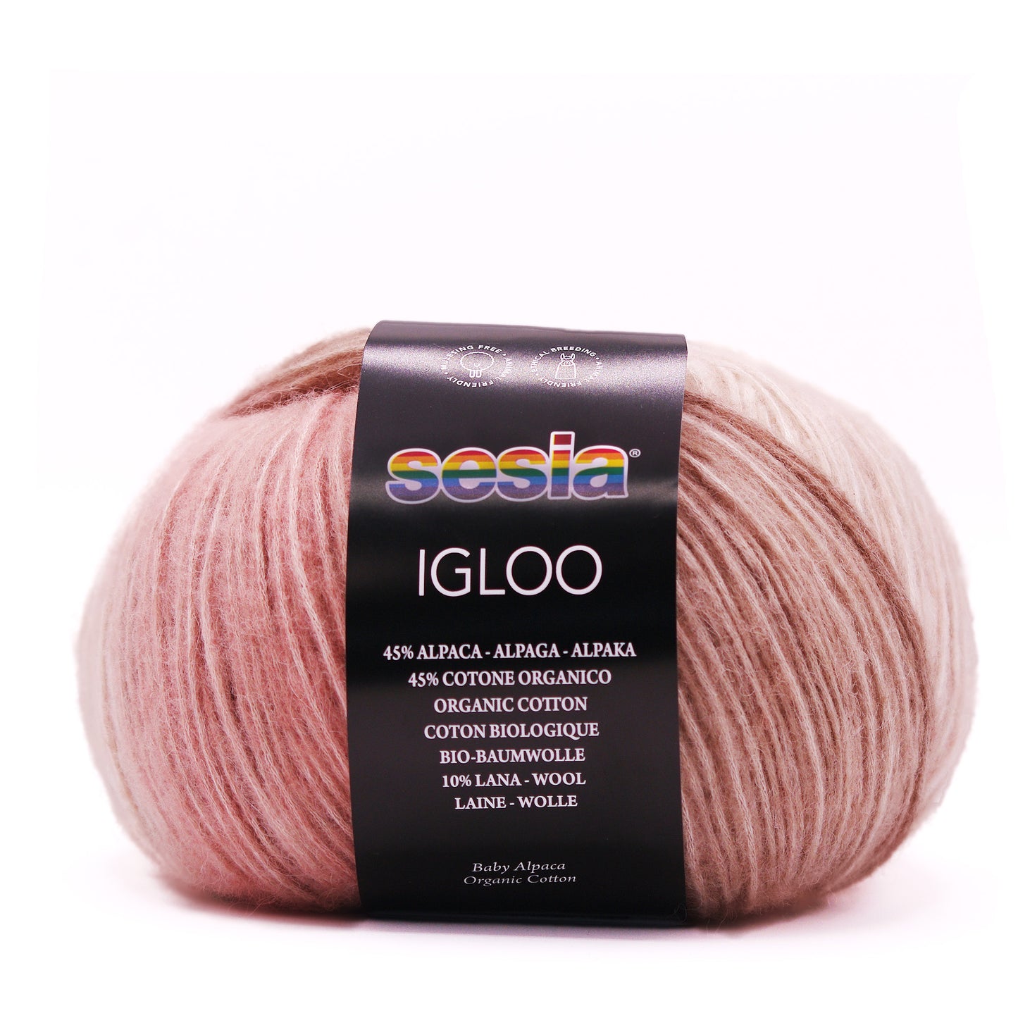 Sesia Igloo 150 g 330 m - Blowgarn aus 45% Superfeine Alpaka, 10% Merinowolle und 45% Biobaumwolle