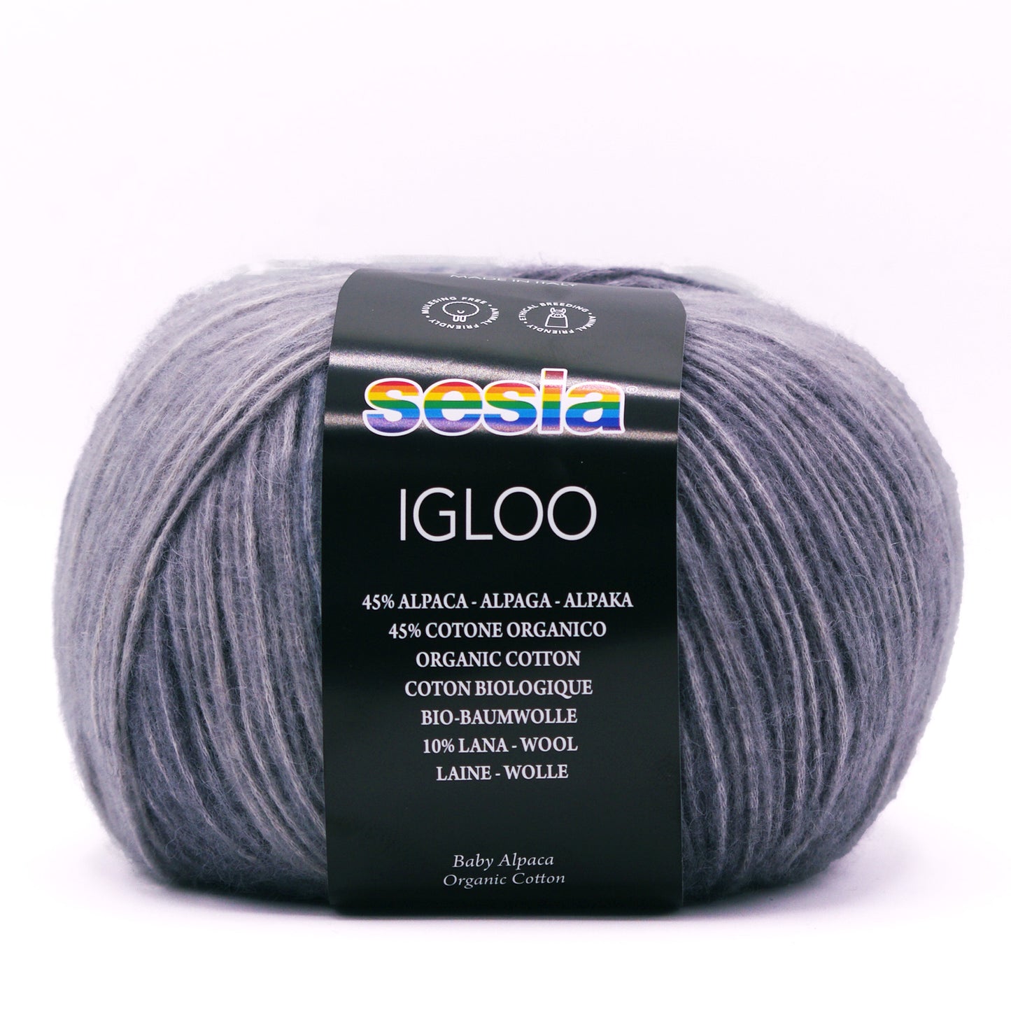 Sesia Igloo 150 g 330 m - Blowgarn aus 45% Superfeine Alpaka, 10% Merinowolle und 45% Biobaumwolle