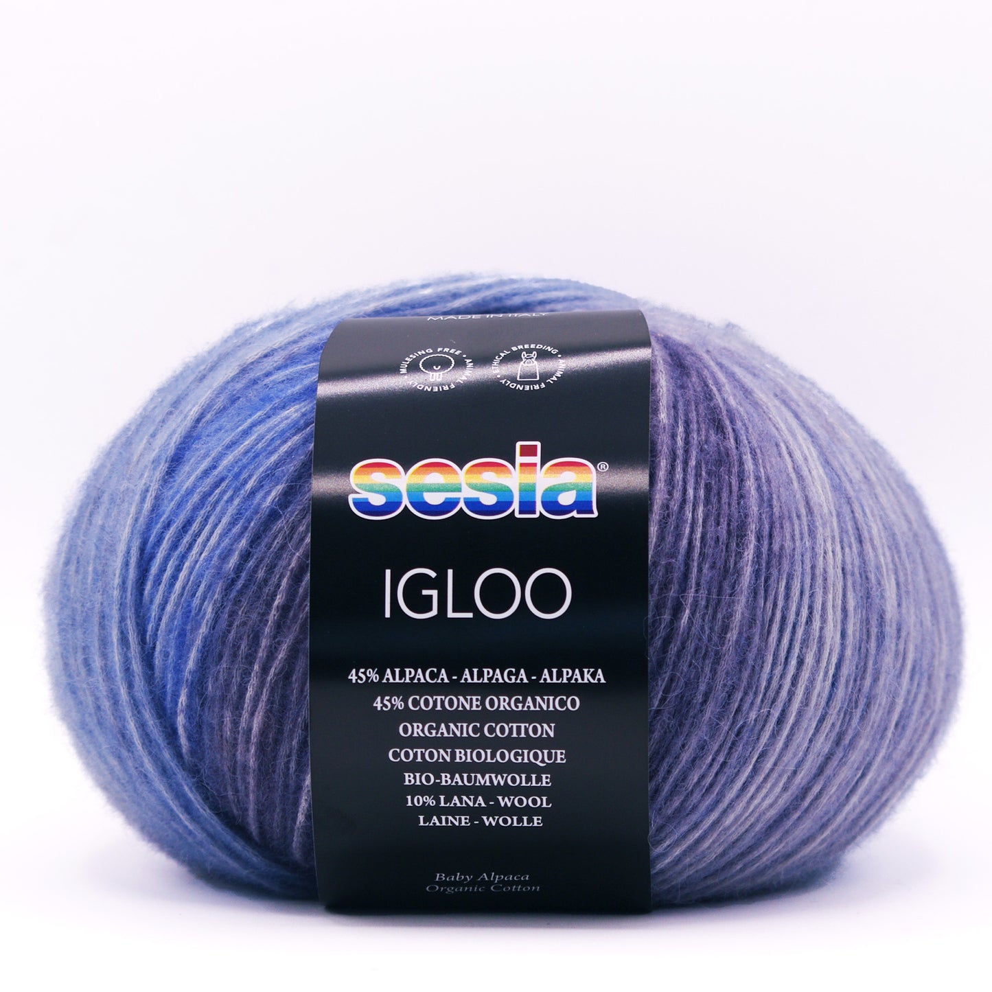 Sesia Igloo 150 g 330 m - Blowgarn aus 45% Superfeine Alpaka, 10% Merinowolle und 45% Biobaumwolle