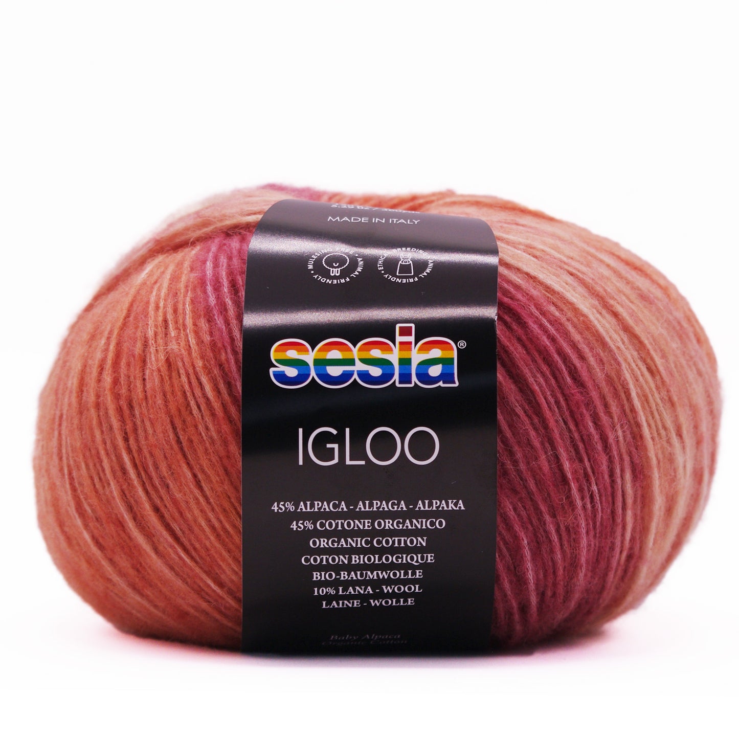 Sesia Igloo 150 g 330 m - Blowgarn aus 45% Superfeine Alpaka, 10% Merinowolle und 45% Biobaumwolle