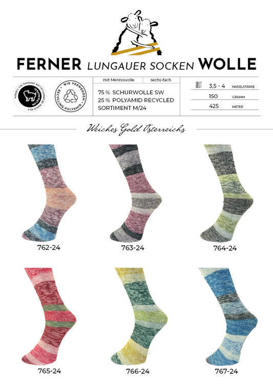 Ferner Wolle Lungauer Sockenwolle 6-fädig Sortiment /24