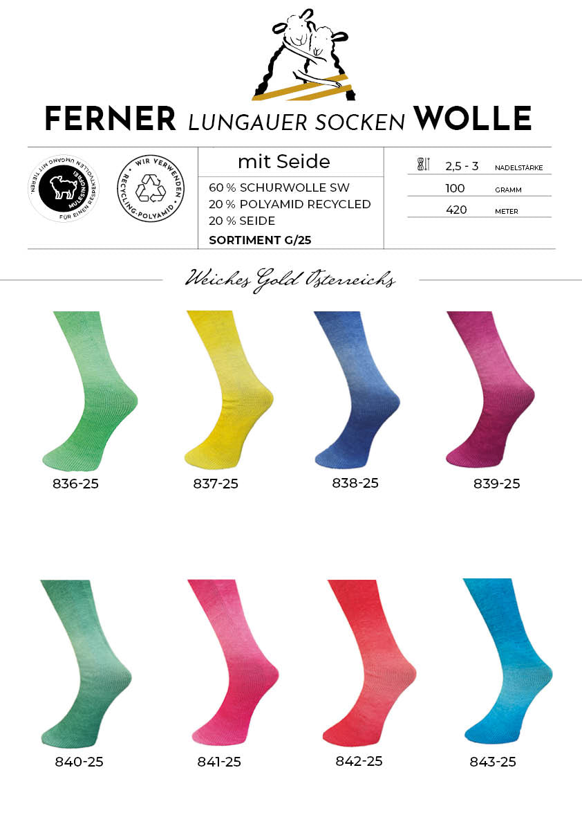 Ferner Lungauer Sockenwolle 4-fädig mit Seide und Merinowolle G_25