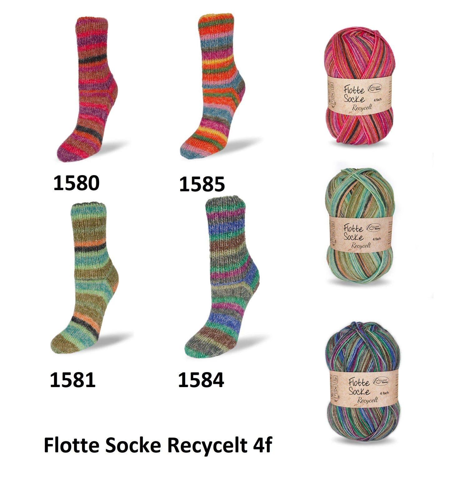 Rellana Flotte Socke Recycelt Sockenwolle 4-fädig