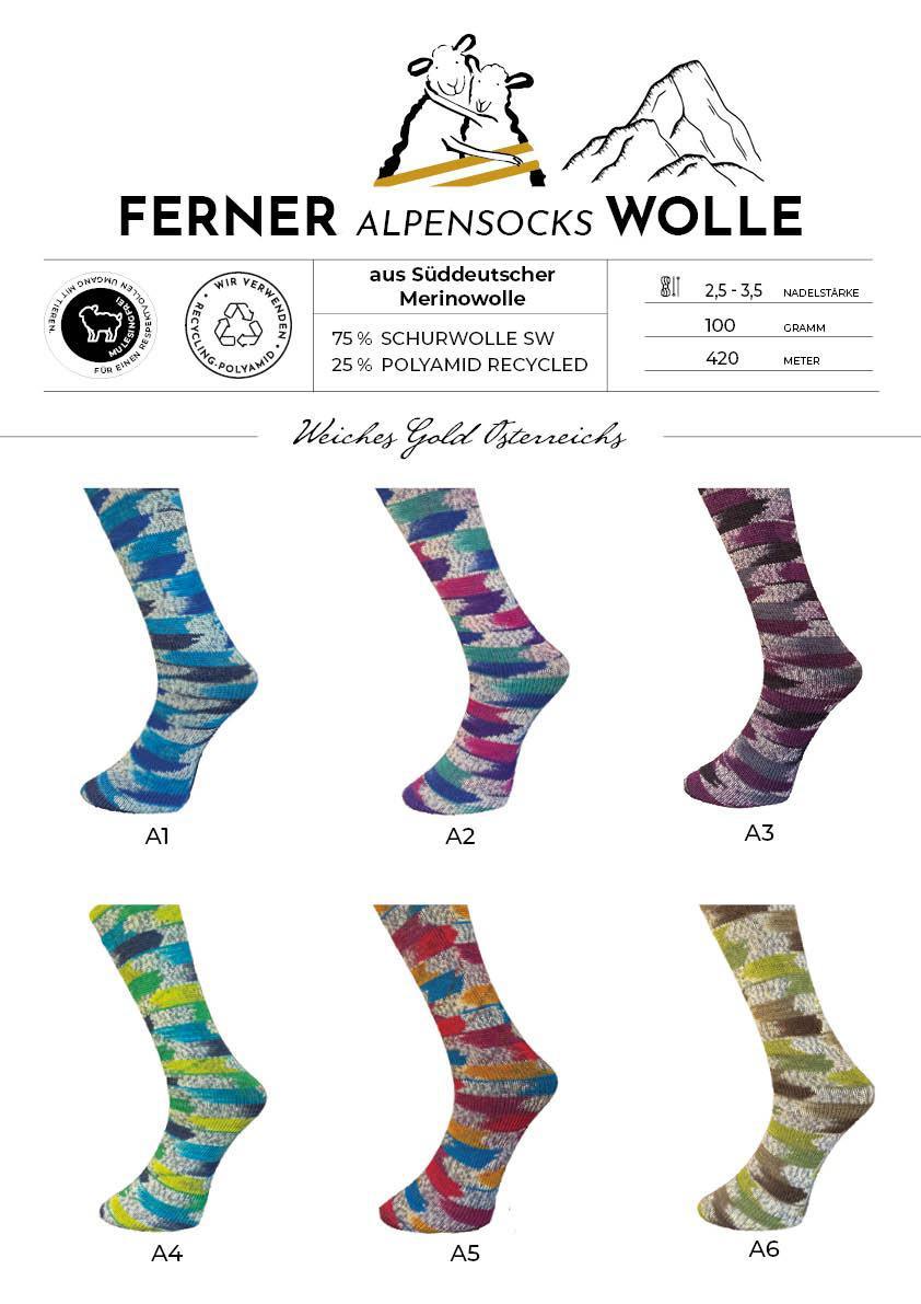 Ferner Wolle Alpensocks Sockenwolle aus deutscher Merinowolle 4-fädig