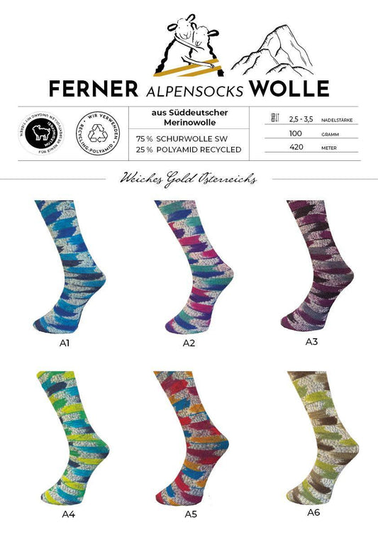 Ferner Wolle Alpensocks Sockenwolle aus deutscher Merinowolle 4-fädig