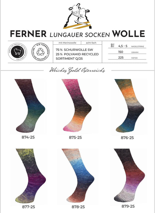 Ferner Wolle Lungauer Sockenwolle 8-fädig Sortiment Q-25