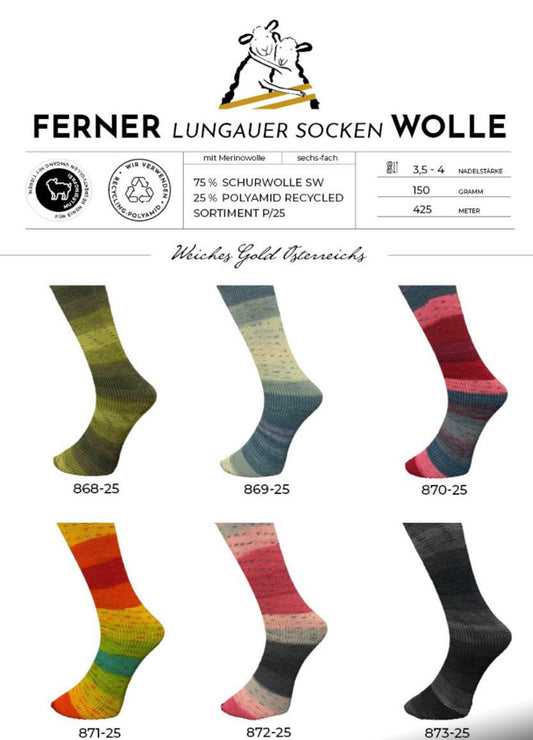 Ferner Wolle Lungauer Sockenwolle 6-fädig Sortiment P-25
