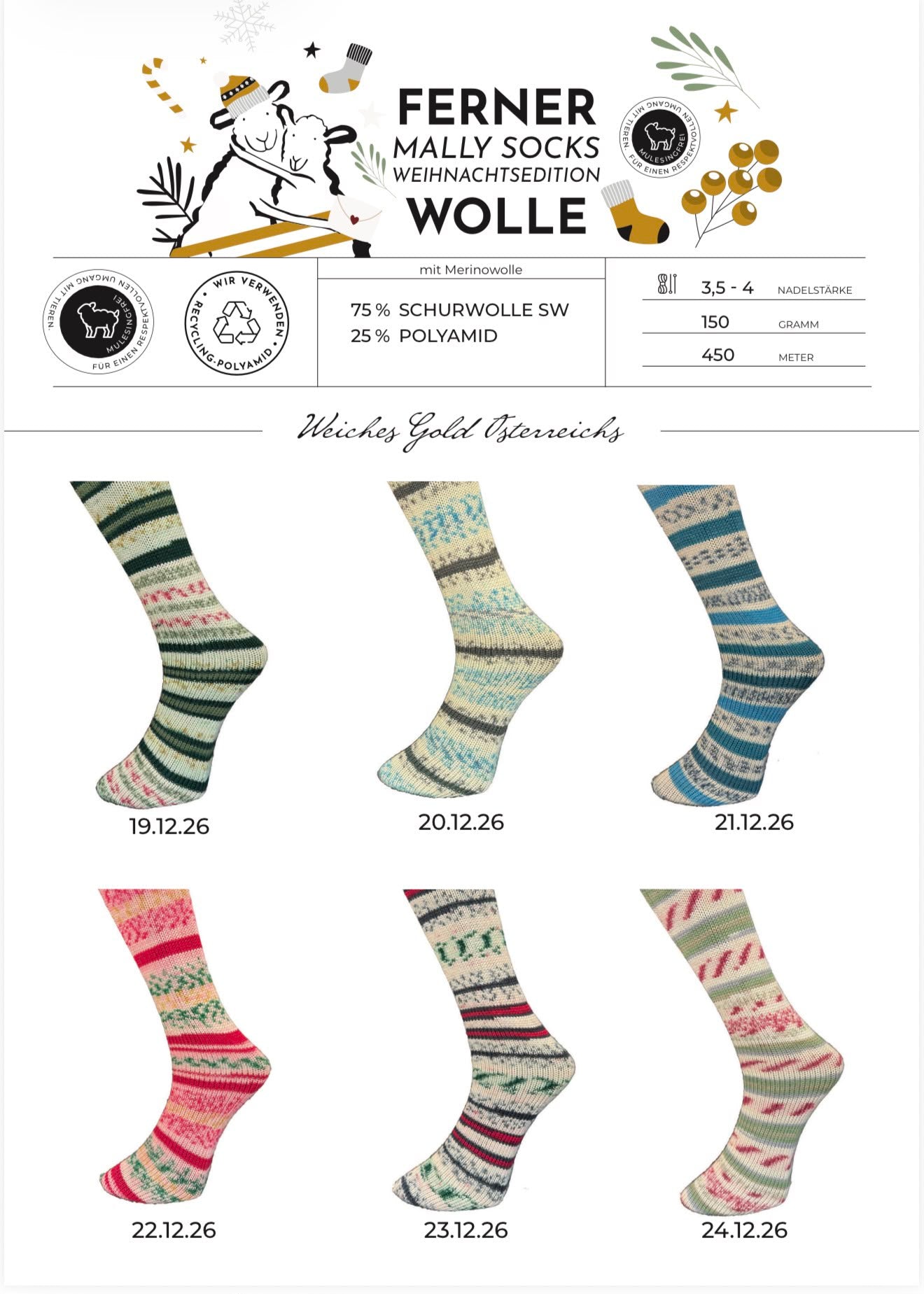 Ferner Wolle Mally Socks Weihnachtsedition 2026 XMAS 2026