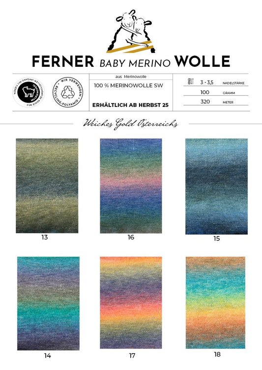 Neue Farben! Ferner Wolle Baby Merino  Farbverlauf 100 g 320 m