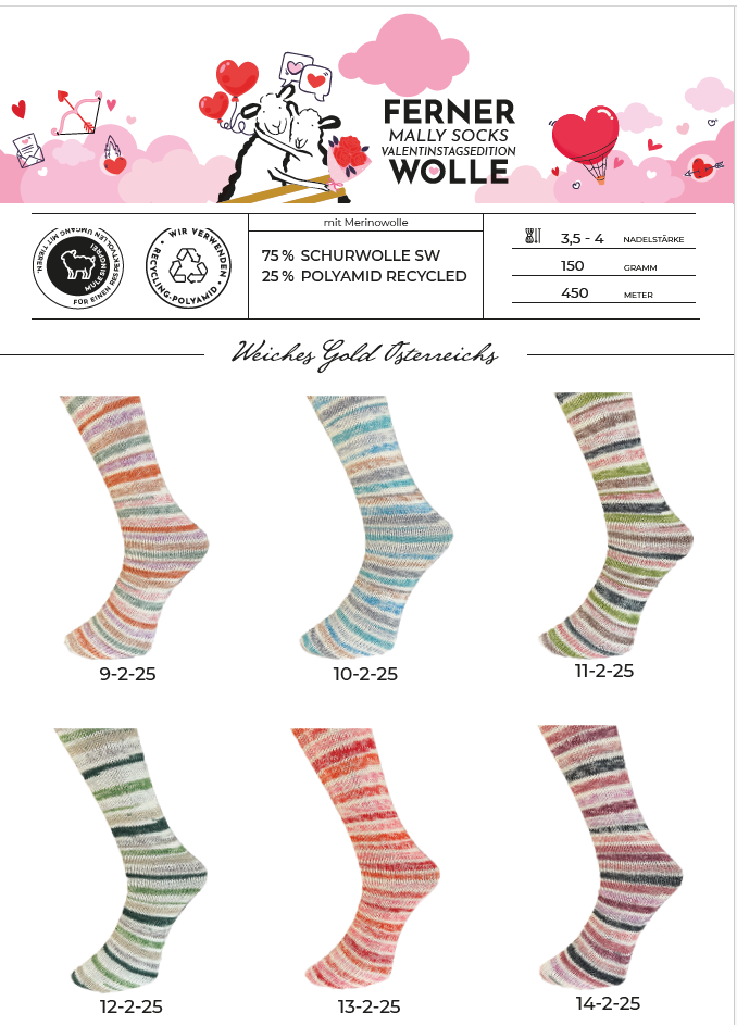 Ferner Wolle Mally Socks Valentinstagedition 2025