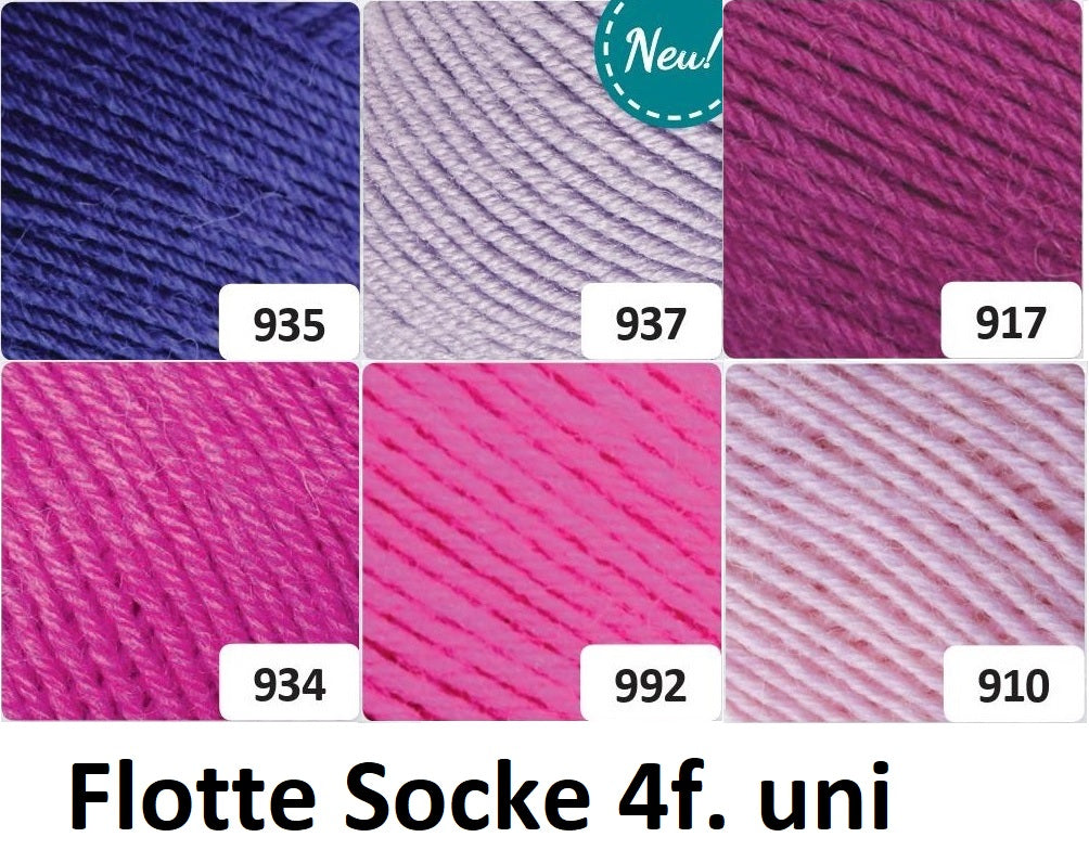 Rellana Flotte Socke Uni 4f. 100 g Sockenwolle