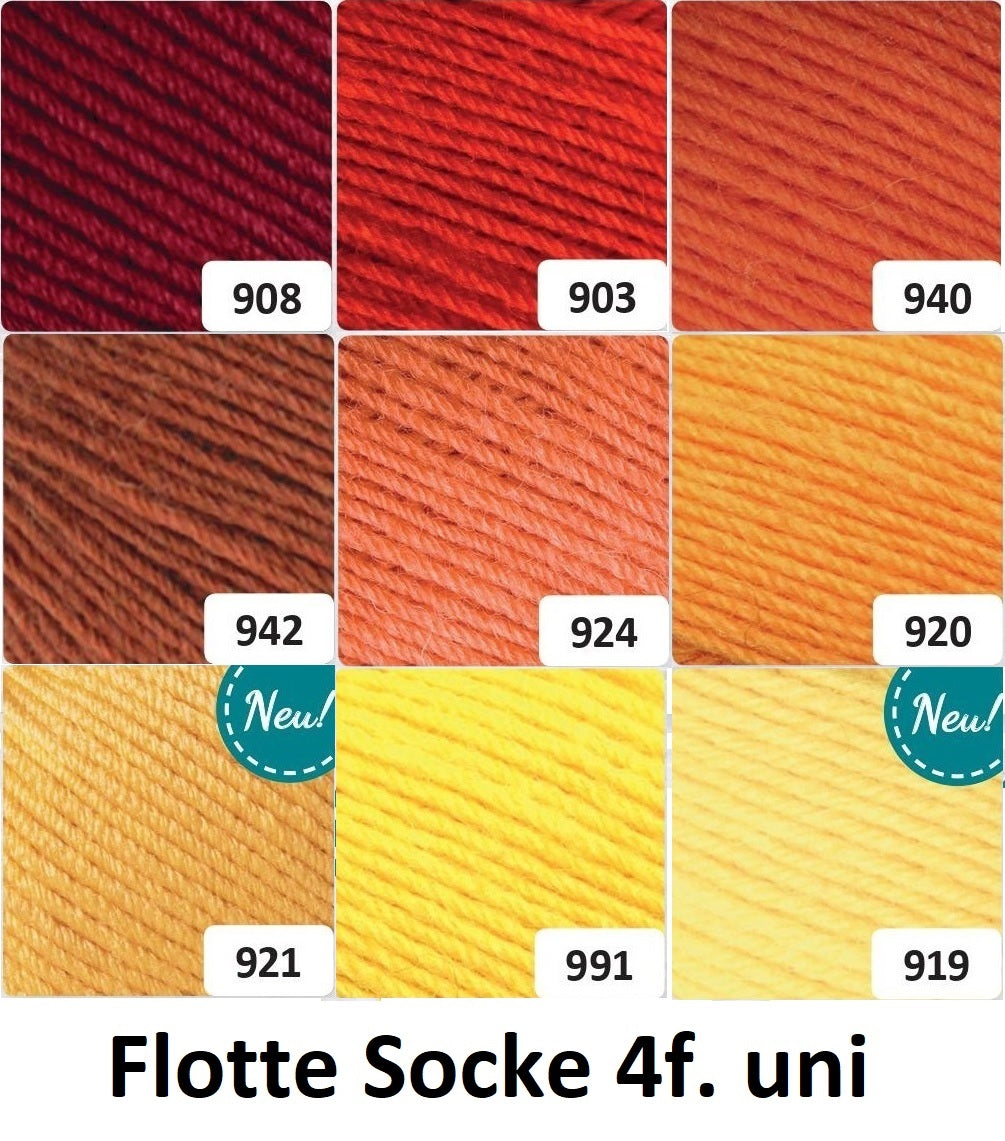 Rellana Flotte Socke Uni 4f. 100 g Sockenwolle